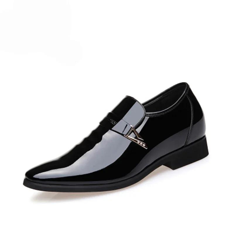 Men Dress Leather Shoes Slip On Patent Leather Mens Casual Oxford Shoe Glitter Male Footwear Pointed Toe Shoes For Men