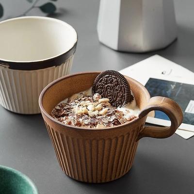 320ml Vintage Keramický Hrnek na Kávu Japonský Styl Ručně Vyrobeno Cappuccino Snídaňový Ovesný Hrnek na Mléko Hrnek na Čaj Kancelářský Domácí Hrnek na Vodu
