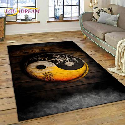 Nature Yin Yang Covor chinezesc Tai Chi Bagua pentru dormitor, sufragerie, canapea, decorare, joc pentru copii, covoraș decor mare