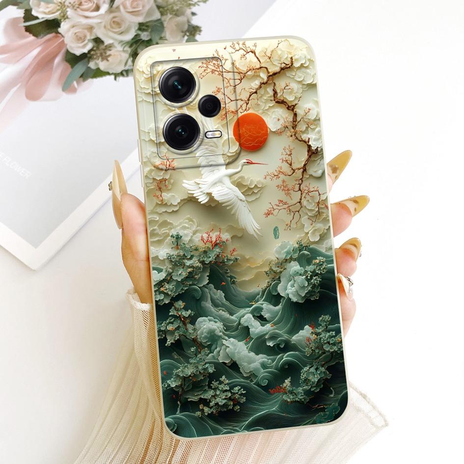 For Xiaomi Redmi Note 12 Pro Plus Case Popular Flower Soft Liquid Silicone Shockproof Cover For Redmi Note 12 Pro Note12 5G Case