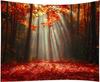 Luxurious Fall Forest Tapestry Wall Hanging Abstract Autumn Leaves Woodland Nature Decor Bohemian Style Boho Bedroom Artwork