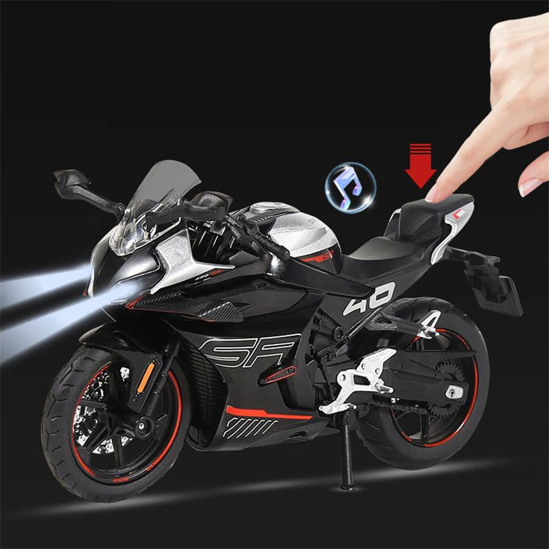 1/12 Cfmoto 450Sr Legierung Rennmotorrad Modell Simulation Druckguss Metall Straßen-Sportmotorrad Modell Sound Licht Kinder Spielzeug Geschenk