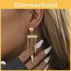 Asymmetric Tassel Chic Earrings For Women Gold Geometric Design Material Alloy