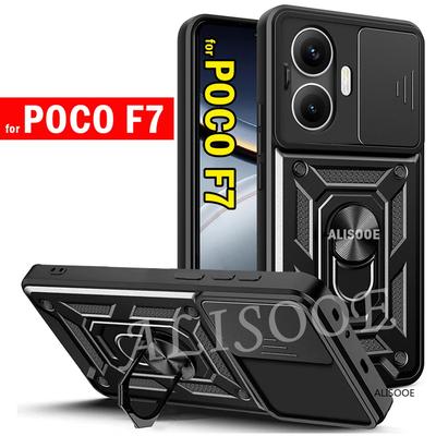 Θήκη για POCO F7 Θήκη Armor Slide Προστασία Φακού Κάμερας Πίσω Κάλυμμα για Xiaomi POCO F7 Δαχτυλίδι Στήριξης Αντικραδασμική Funda