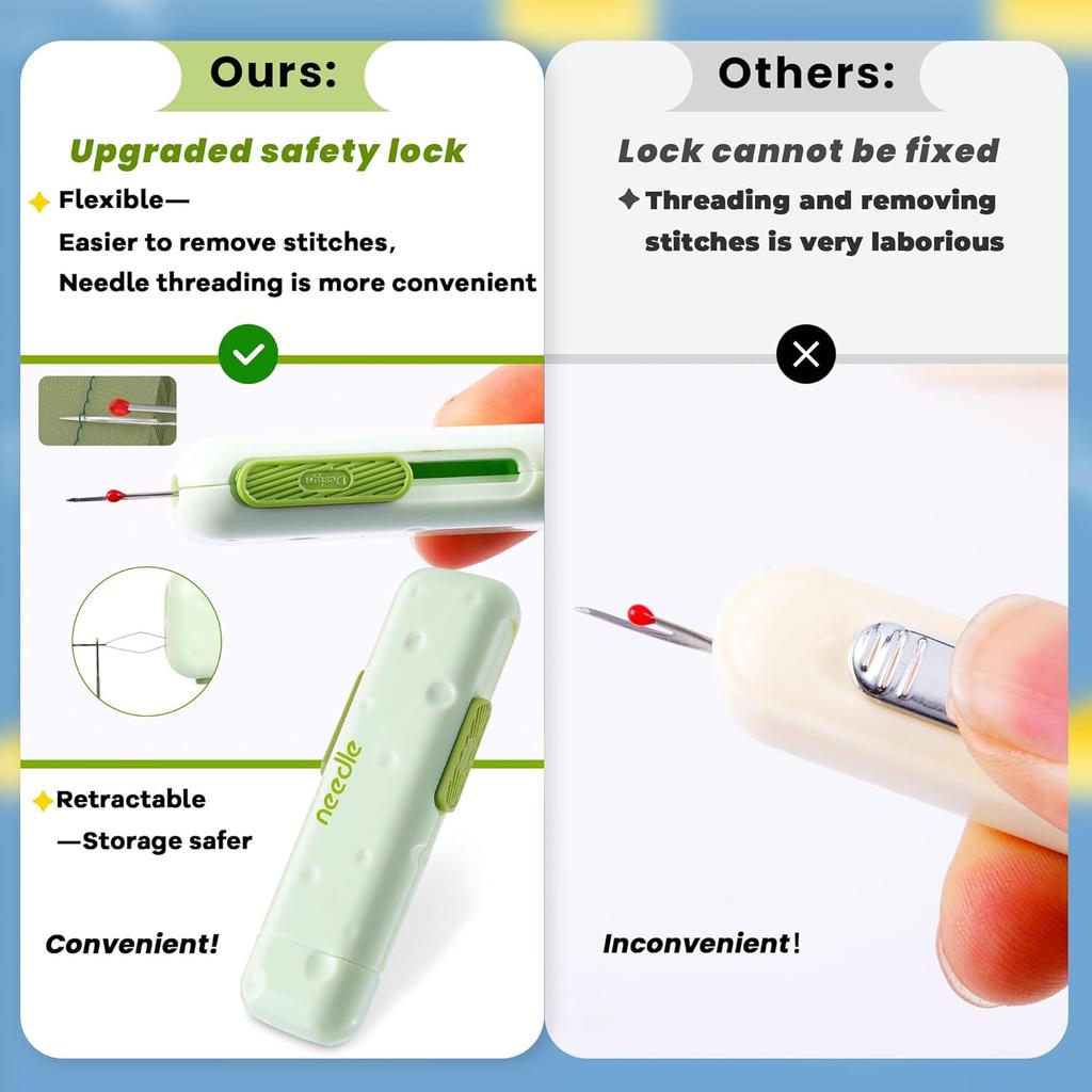 3-in-1 Automatic Needle Threader Seam Ripper with Magnetic Needle Storage Box Quick Sewing Kit DIY Clothing Quilting Supplies