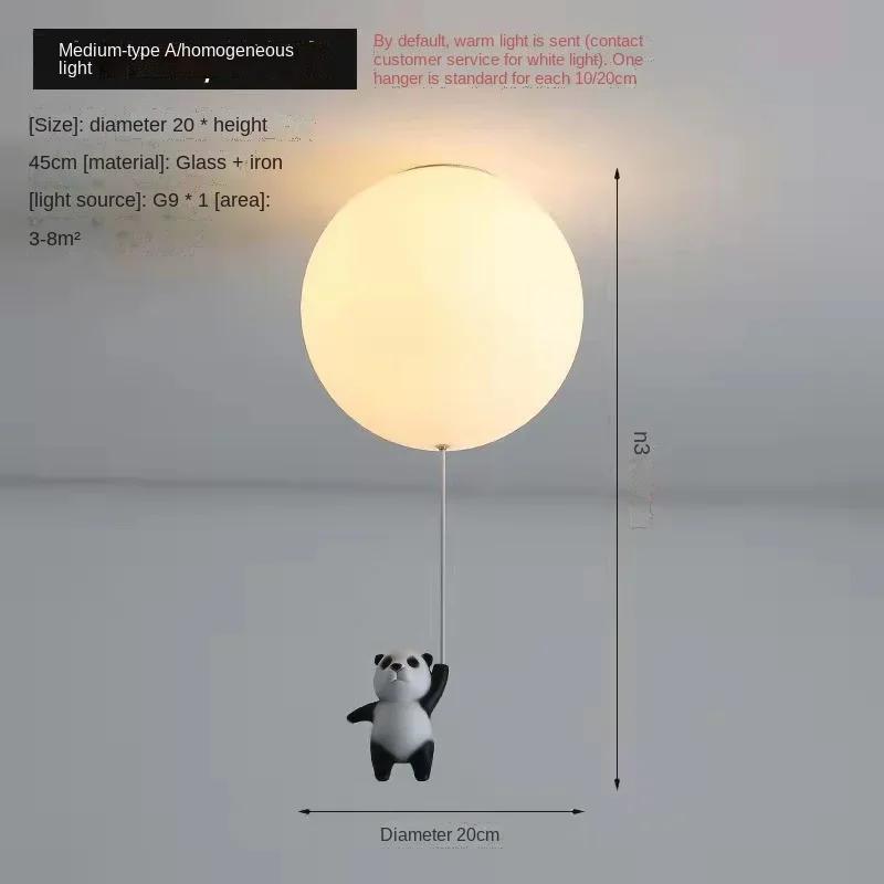 Nordic Creative Panda Bedroom LED Ceiling Lamp Living Room Children's Cartoon Animal Unique Art Decorative Lighting Fixture