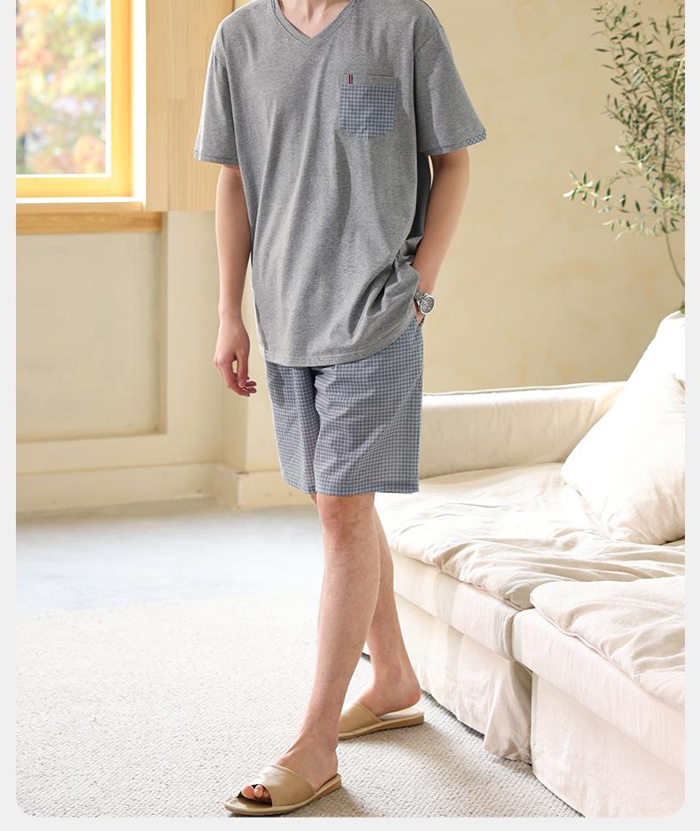 Xuan Liang Men's Sleepwear Summer Thin Style Cool Feeling Pure Cotton Short sleeved Shorts Casual Large Size Outerwear Home Clothing Set