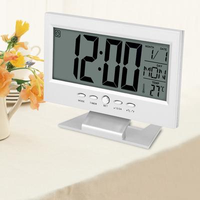 Wecker LCD Digitaler Geräuschsensor Tisch Schreibtisch Wecker mit Kalender und Temperaturanzeige Temperaturanzeige Uhr Geräuschsensor Uhr