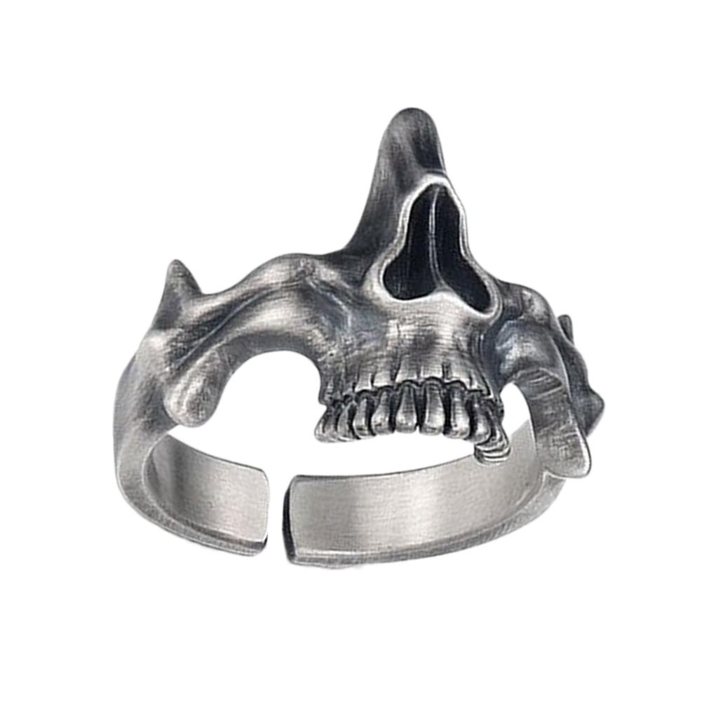 Retro Silver Black Punk Skull Rings Cool Punk Gothic Men's Skull Rings Accessory Distinctive Rings Jewelry Ornament