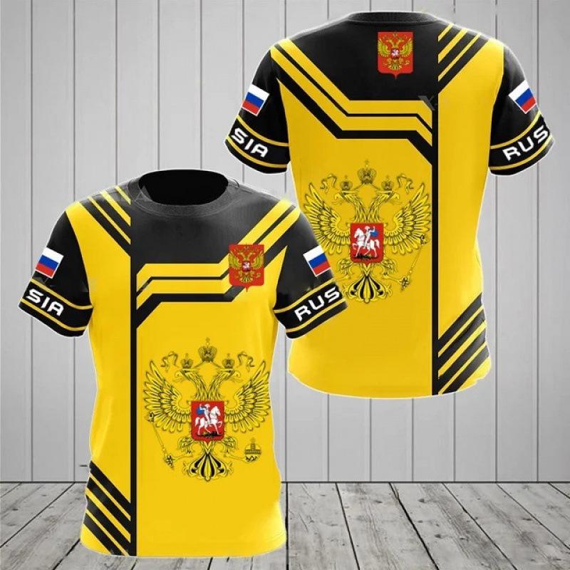 Flag Sports Style 3D Digital Printing Men's Fashionable Round Neck Short Sleeved T-shirt