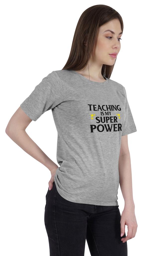 Inkmeso Scoop Neck Top For Women   Teaching Is My Super Power   Graphic Teacher Quote