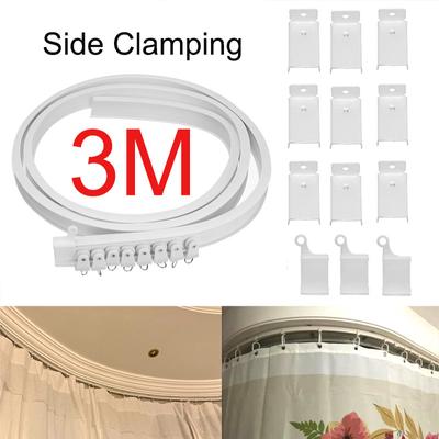Side Clamping Curtain Track Rail Flexible Ceiling Mounted For Straight Windows Balcony Plastic Bendable Accessories