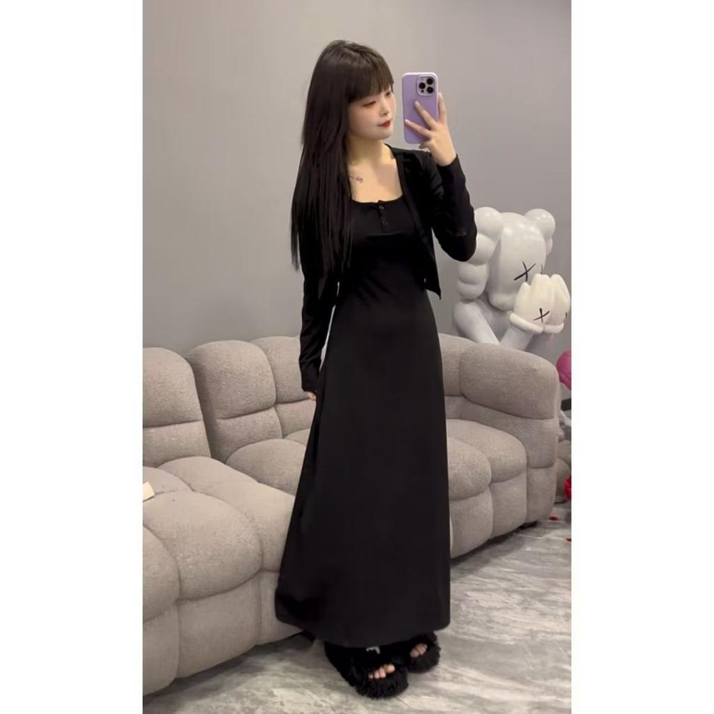 French dress set spring new temperament thin dress cardigan two-piece set women