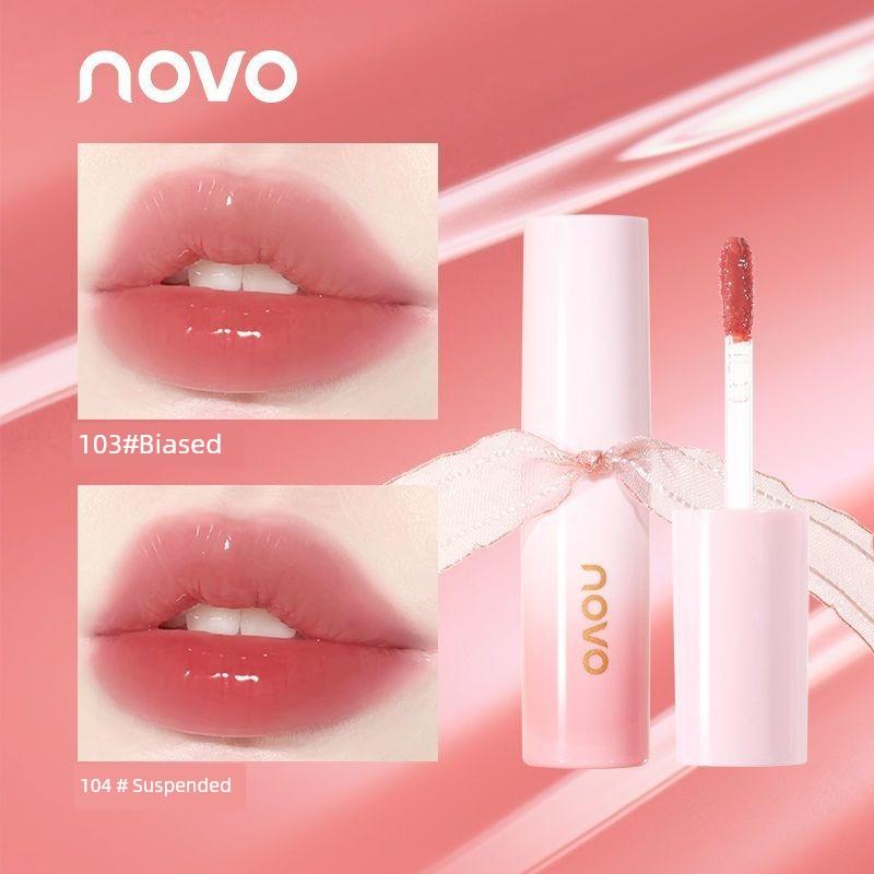 Novo Lip Lacquer Mirror Water Light Pure Desire Glass Lips Do Not Fade No Stain On Cup Lip Gloss Nude Color Series Lipstick Student Cheap