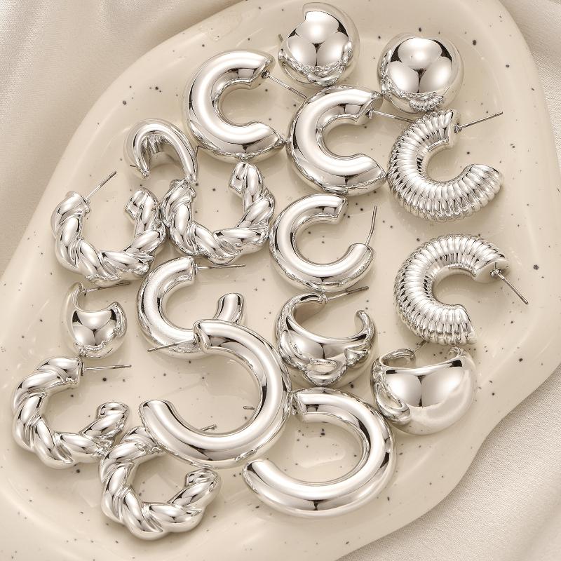 Texture Geometry Multi Shaped Women'S  Ring Earring Set Elegant  Style Unique Design Earrings