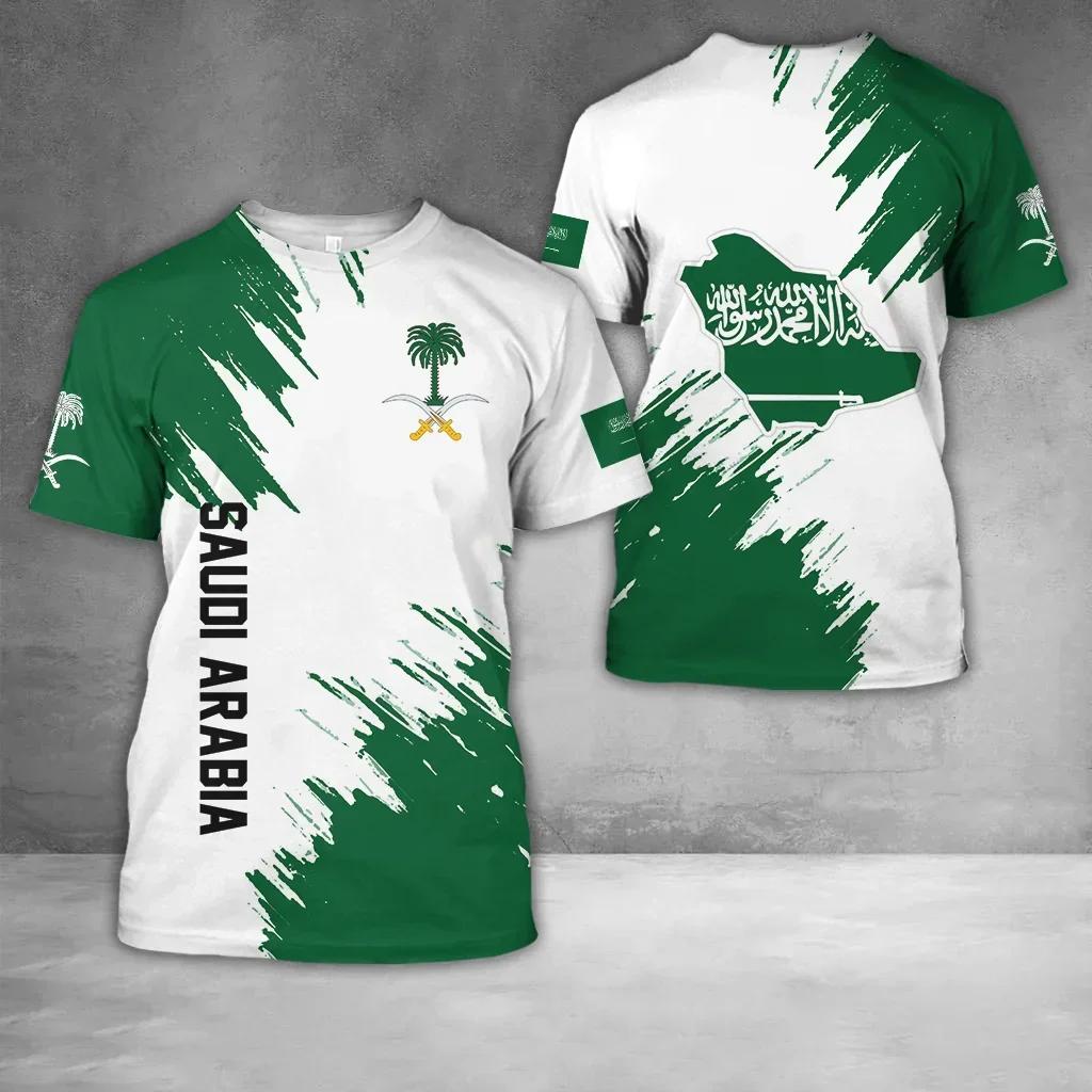 

Футболка из полиэстера с 3D-принтом в стиле Саудовской Аравии и Ближнего Востока, повседневная летняя футболка с круглым вырезом для мужчин и женщин 6XL