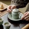 Moonlit Retro Ceramic Teapot with Infuser - New Chinese Style Single Pot for Home Use, Filter Holes for Tea Brewing.