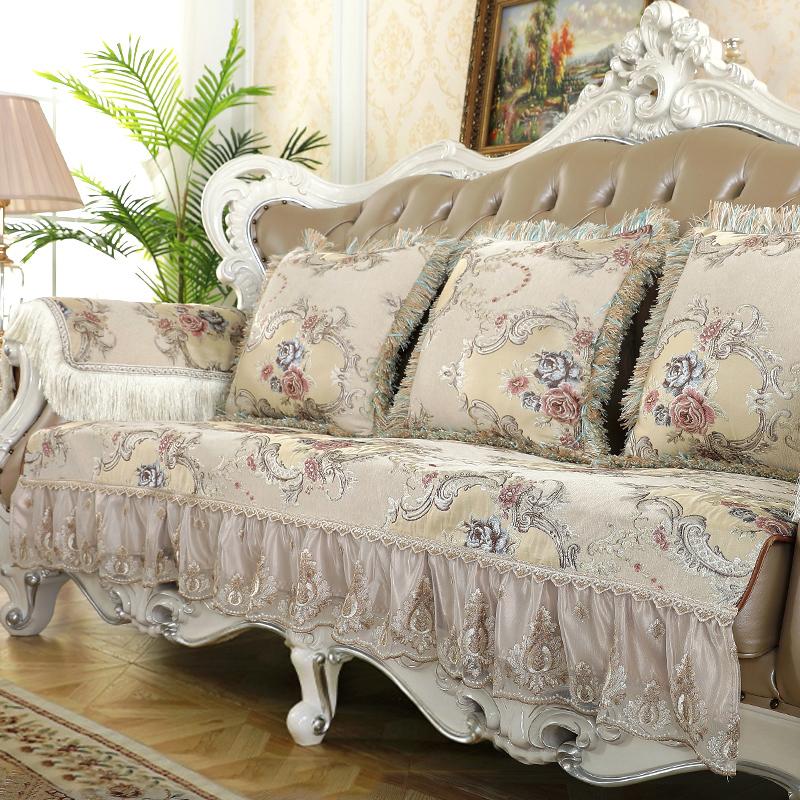 Европейский чехол для дивана, роскошный шенилл, четыре сезона, универсальная подушка для дивана, гостиная, противоскользящий чехол, подлокотник, полотенце, домашний декор