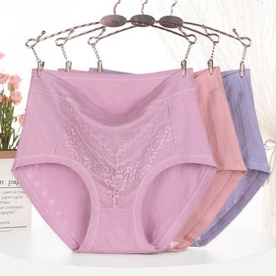 Women Briefs Solid Color Lace Cotton High Waist Female Triangle Pants Underwear Inside Wear