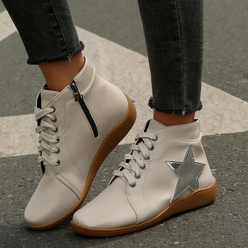 

Мода 2024 года. Новые женские ботинки на танкетке со шнуровкой. Модные ботильоны с мягкой подошвой в стиле пэчворк. Водонепроницаемые кроссовки из искусственной кожи. 43 белый