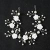 Bridal White Flower Headband Soft Ceramic Rose Headdress Pearls Hair Vine for Banquet Wedding Masquerade