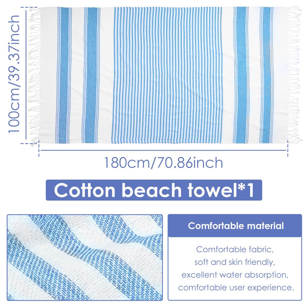 Striped Beach Towel Quick Dry Bath Towels Absorbent Soft Cotton Portable Travel Gym Swimming Picnic Blanket Vacation Beach Towel