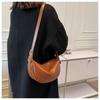 Women's Faux Leather Crescent Bag, Soft Dumpling Shoulder Crossbody Purse, Zipper Closure Handbag for Daily Use
