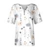 Camicie Estive Da Donna Stampa Scollo a V Manica Corta Top Blusa Top a Bottoni con Stampa Floreale