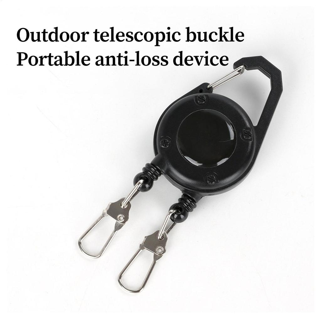 Retractable Keychain Double-Headed Retractable Belt Clip Lanyard Badge Holder Pull Reel with Steel Cord for Outdoor Fishing