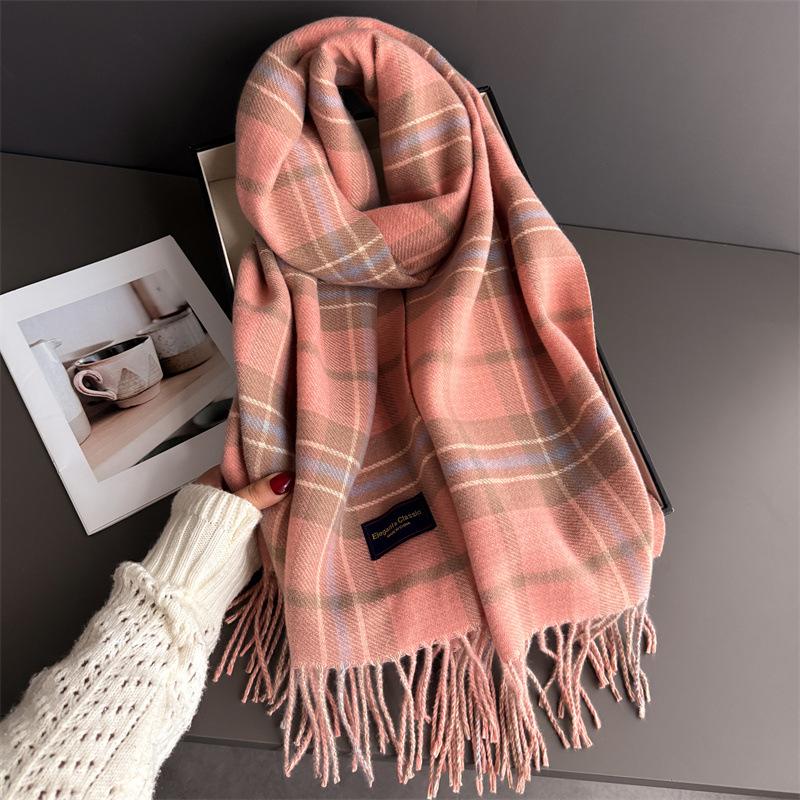 Classic British Style Autumn And Winter Plaid Warm Scarf Women'S Shawl Versatile Commuter Fringed Fine Sand Imitation Cashmere Scarf
