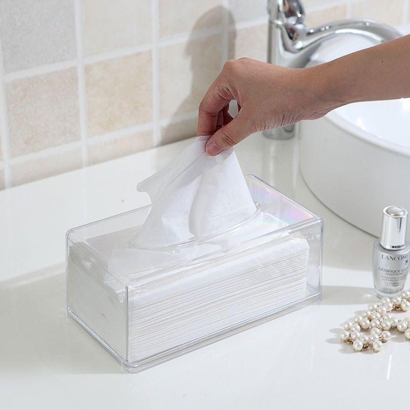 1Pc Clear Acrylic Tissue Box Holder Tissue Dispenser Napkin Holder Car Home Office Desktop Storage Box Organizer Tissue Boxes