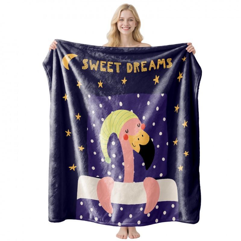 Soft Fleece Blanket With Customizable Gift Text Print Sofa Nap Or Air Conditioning Use