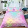 Fish Scales Duvet Cover Set Bedding Set Colorful Mermaid Scale Quilt Cover Pillowcase Queen Size Girls 2/3pcs Comforter Cover Three-piece Set