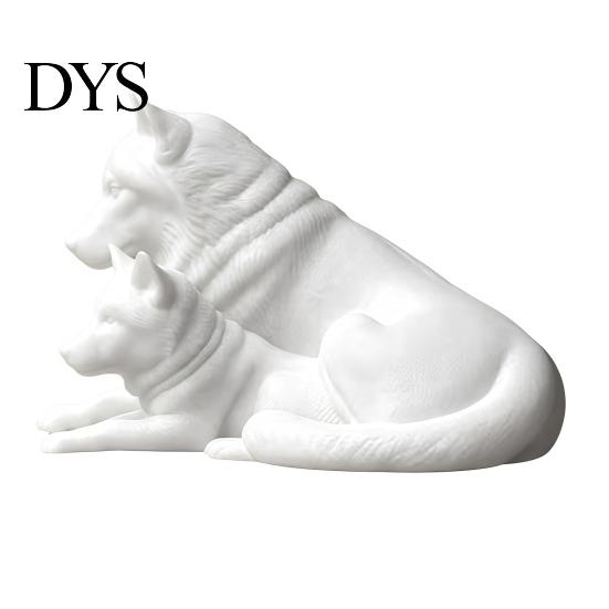 Modern Minimalist Animal Figurines 3D Printed Wolf Figurine, Parent And Child Statue, Symbolic Ornaments for Office Sculpture Living Room Bedroom