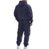Mens Warm Thick Multiple Pockets Hooded Sweatshirt And Cuffed Sweatpants Two Piece Sports Set