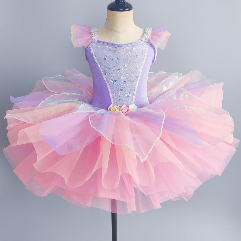 Toddler Sequined White Ballet Tutu Dress Girls Jazz Dance Costumes Children Ballerinas Tutu Outfits Kids Ballroom Dance Clothes