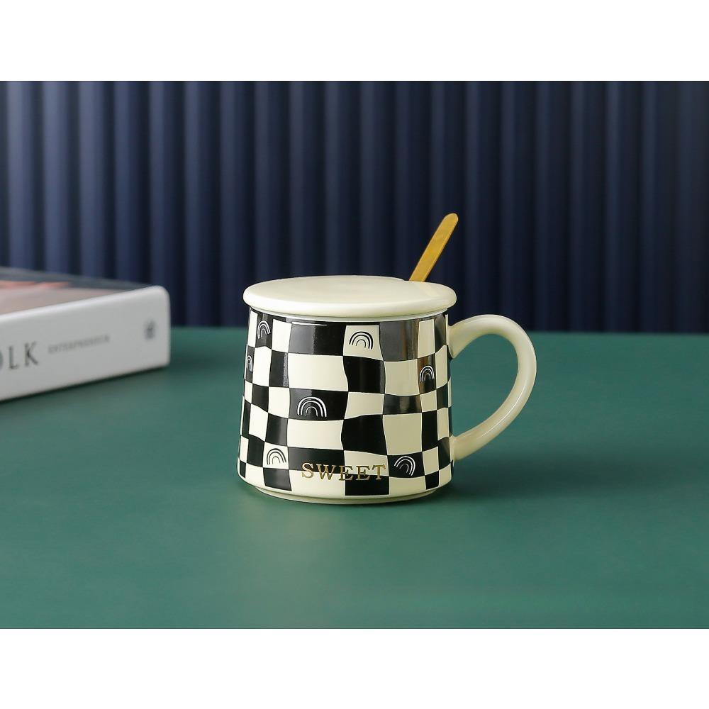 

Кружка Ins Style Retro с шахматной доской, керамическая чашка, кофейная чашка для офиса, домашнего хозяйства, питьевая кружка 310ml