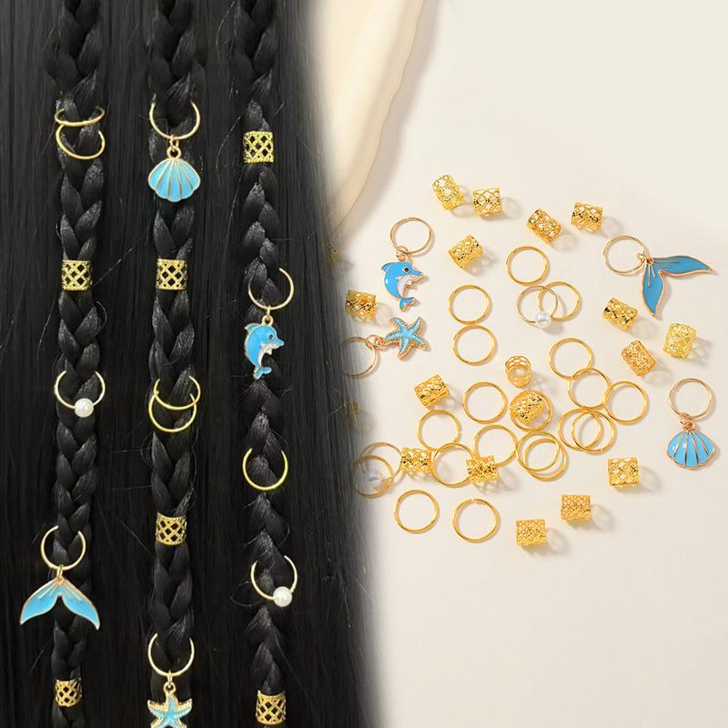 1Set Starfish Conch Pendant Artificial Pearl Summer Y2K Dreadlock Hair Jewelry Accessories For Braids For Girls Music Festival