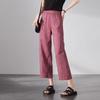 SOFSIL Women's High-Waist Linen Blend Loose Cropped Trousers