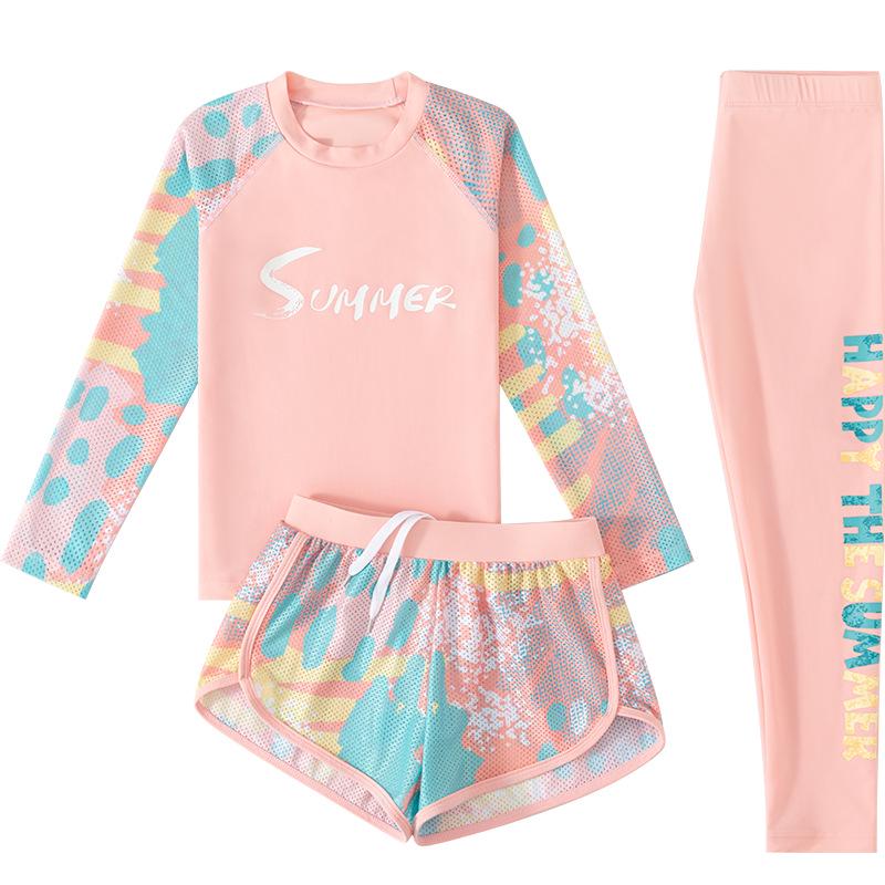 Maillot de bain pour fille à manches longues et pantalon - Protection solaire d'été, Tailles S/M/L