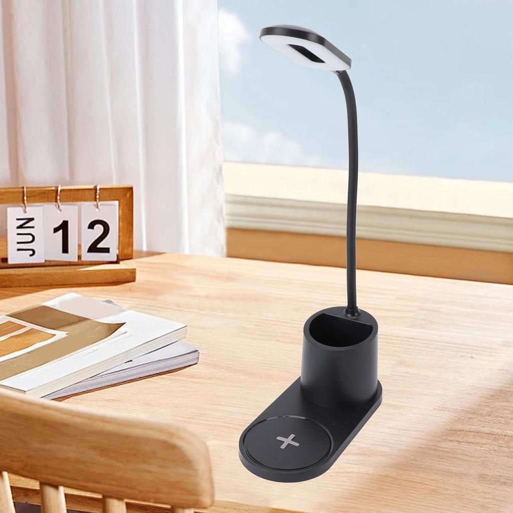 LED Desk Lamp Touch Control Flexible Arm Small Table Light with Wireless   Pen Holder for Dorm Bedroom