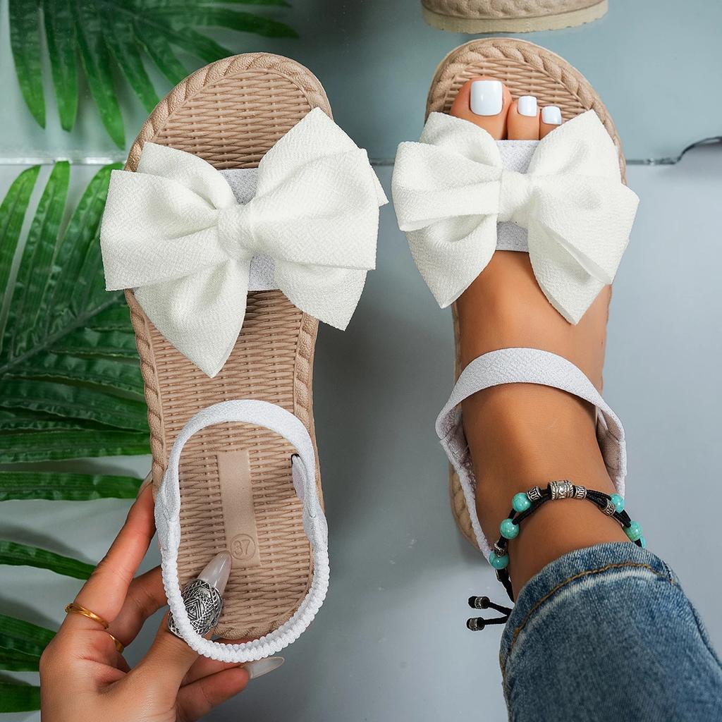 Fashion Women Sandals 2025 New Summer Lightweight Sandals Women Fashion Beach Casual Sandals Outdoor Bow Tie Home Flat Shoes for Women