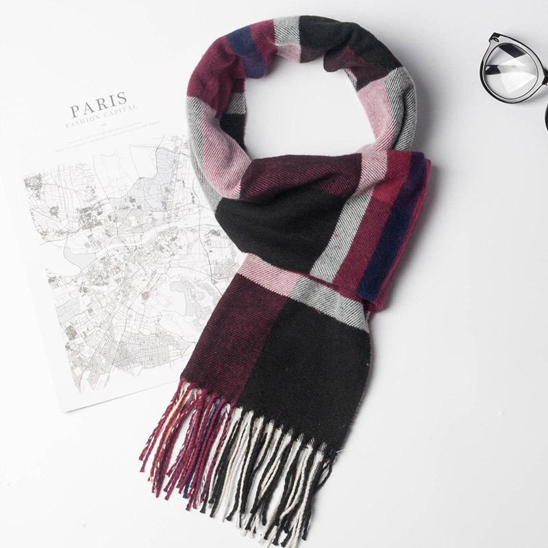2024 Women's & Men's Beige Plaid Scarf - Versatile Japanese Style Winter Shawl