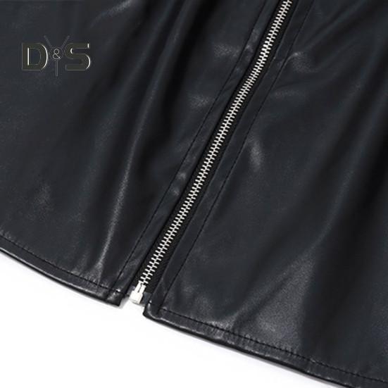 Punk Stil Frauen Winter Mini Rock Hohe Taille Taschen Zipper Verschluss Kurzen Rock Slim Fit Hüfte Gewickelt Sexy Faux leder Rock