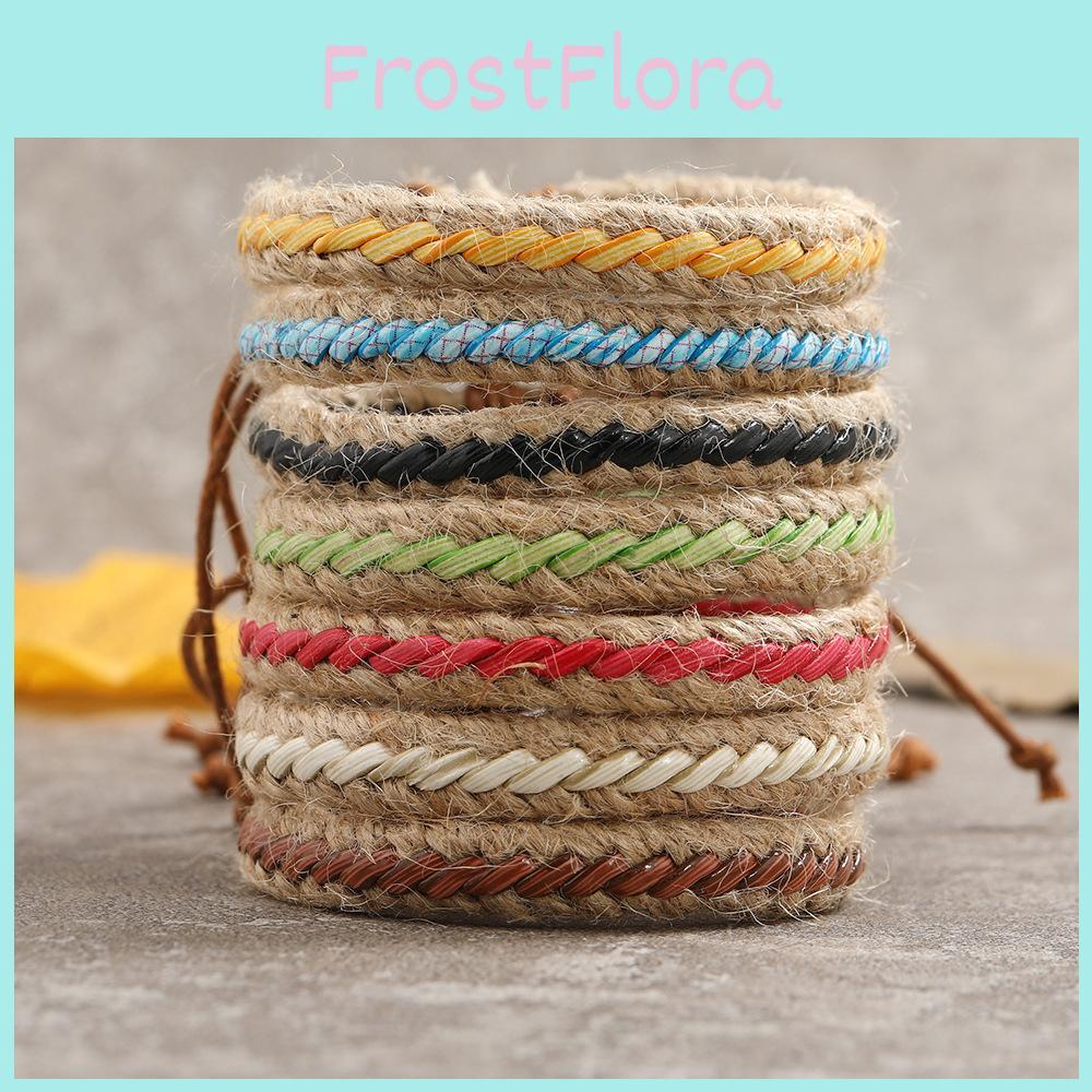 Colorful Retro Woven Leather Bracelet Trendy Bohemian Style Design Geometric