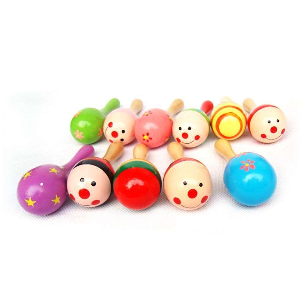 Small Maraca Cartoon Mini Wooden Percussion Maraca 0 To 3 Years Old Toddler Toy for Grasping Exercise