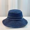 Dame Denim Bøttehatt Ensfarget Sommer Solbeskyttelse Hatt Bred Brett Fiskehatt for Utendørs Reise Strand