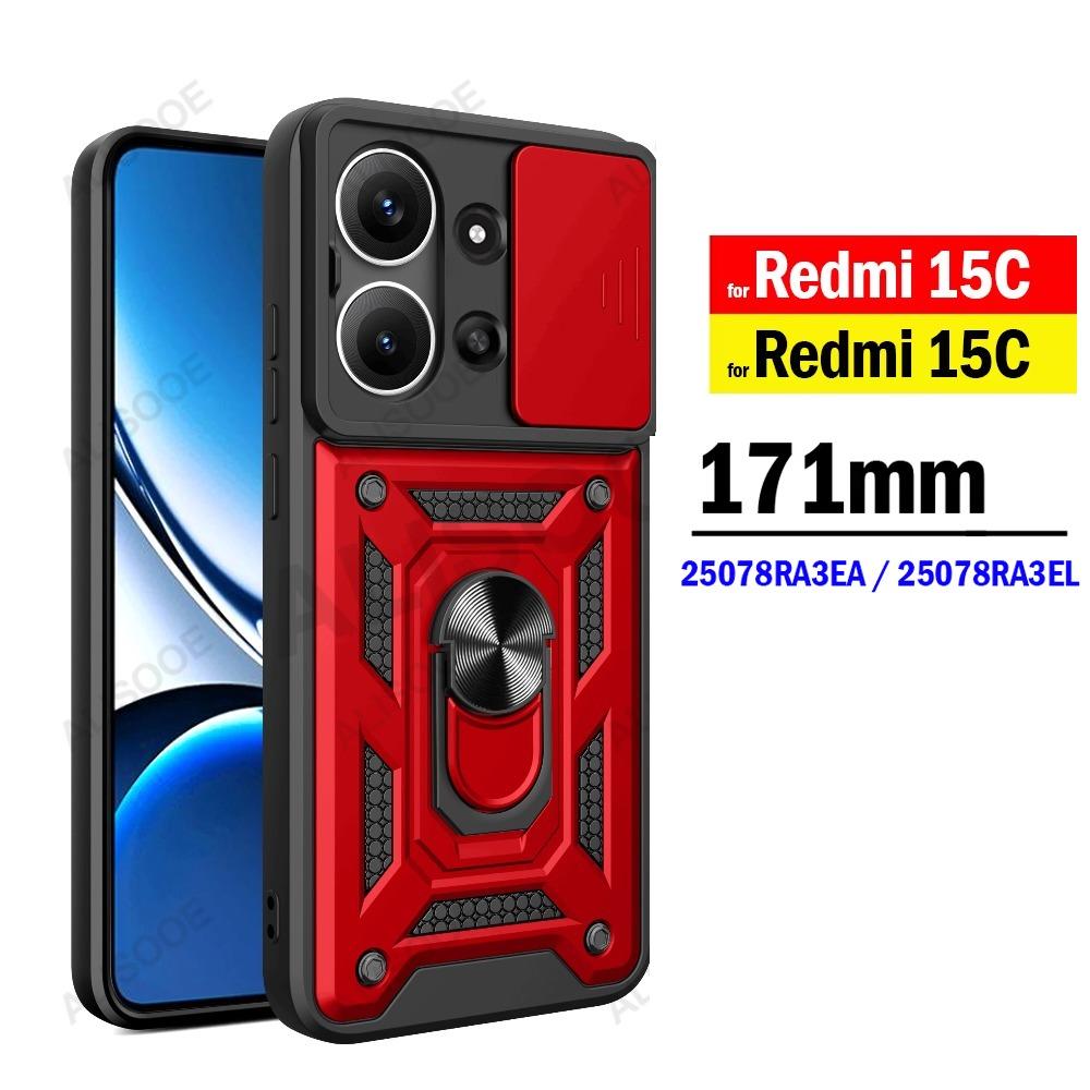 

Чохол Armor Capa для Xiaomi Redmi 15C 171мм Глобальна версія Чохол Слайдер Захист лінзи камери Задня кришка Кільце-підставка Ударостійкий Фунда Redmi 15C (171mm) червоний