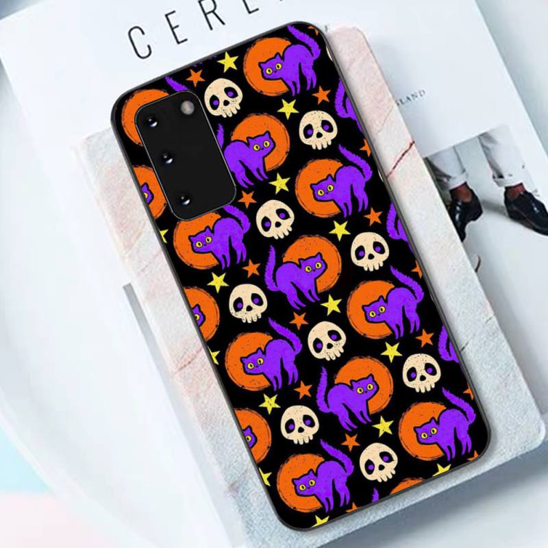 Helloween Cute Ghost Pumpkin Cat Phone Case for Samsung S10 21 20 9 8 Plus Lite S20 UlTRA 7edge