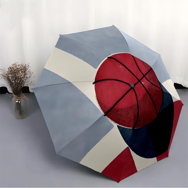 1 Stück Basketballplatz Automatischer Faltregenschirm - Kompaktes 8-Rippen-Design, Langlebiger Kunststoff & Eisen, Leicht für den Täglichen Außenbereich091
